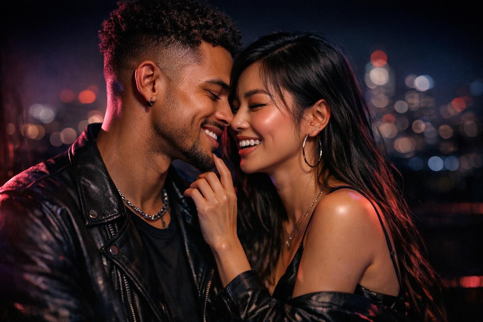 Couple having fun with a free trial phone chat line